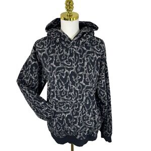 Tna Women's Aritzia Polar Fleece Hoodie Large Leopard Cheetah Animal Print Cozy